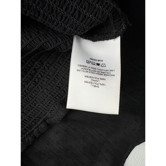 Express Smocked Peplum Top Swiss Dot Ruffle Trim Puff Sleeve Black L - Picture 6 of 8